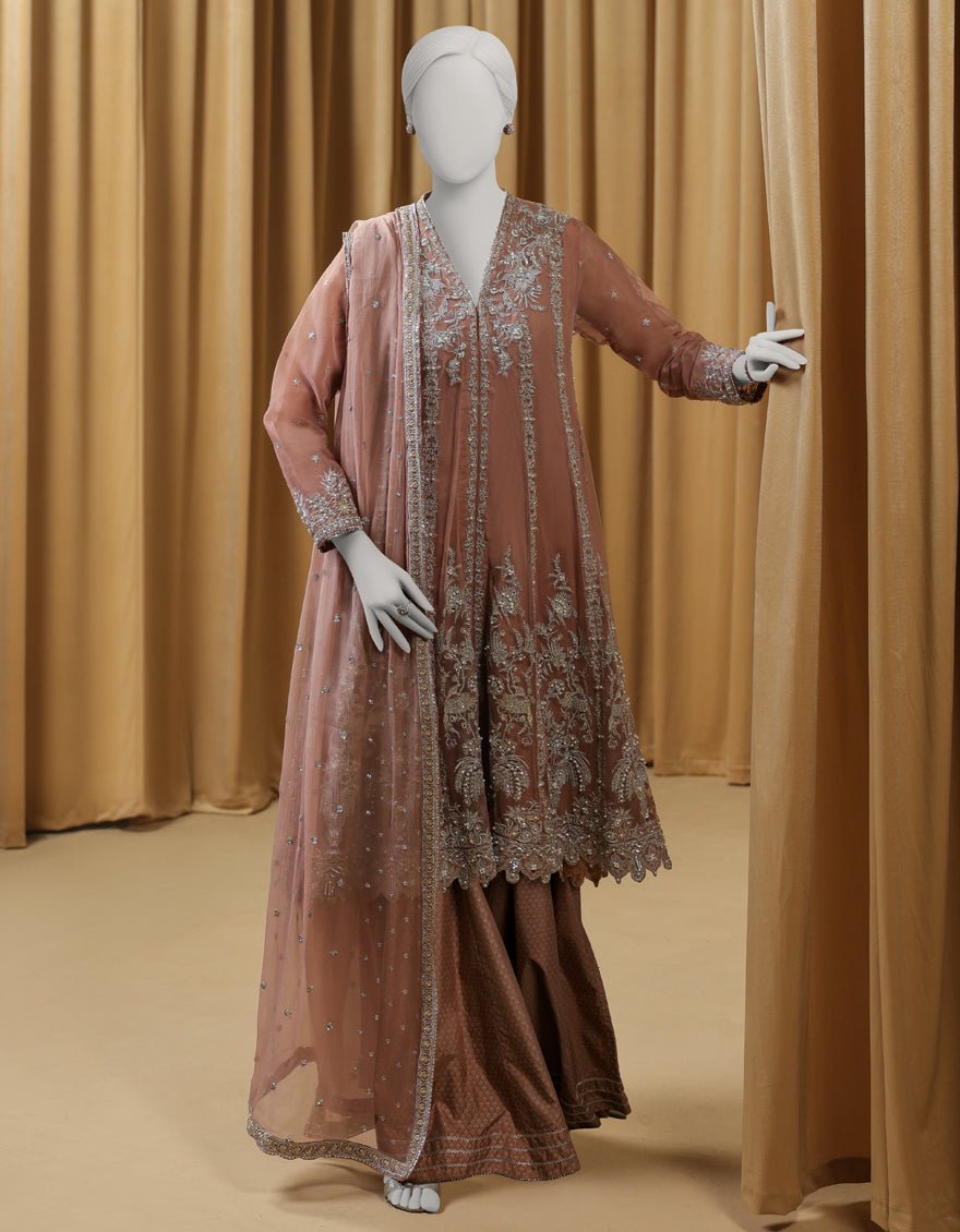 Tea Pink Raw Silk 3pc Stitched | Jjpw-S-Jps-25-3977 Fb/inara-15 by Junaid Jamshed, South Asian ethnic wear