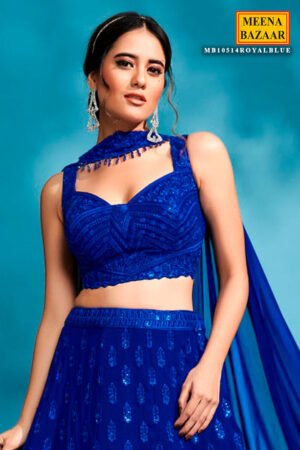 Royal Blue Georgette Embroidered Lehenga Elegant Wedding & Festive Wear