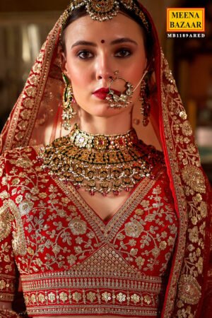 Red Silk Zari And Sequin Embroidered Lehenga – Regal Bridal & Festive Ensemble