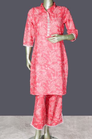 Elegant Pink Cotton Kurti With Graceful Printed Design