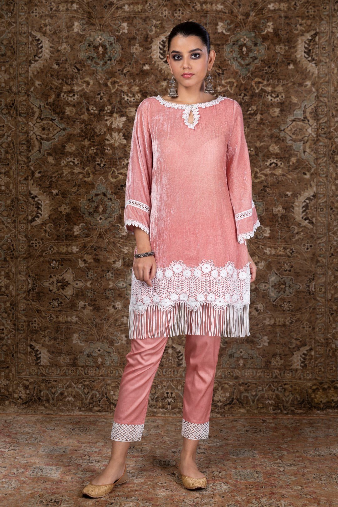 Makhmal Fern Kurta With Pyajama by Mulmul, South Asian ethnic wear