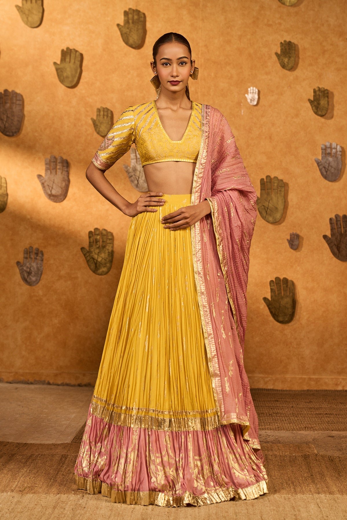 Spiced Ochre Lunar Lehenga by Masaba, South Asian ethnic wear