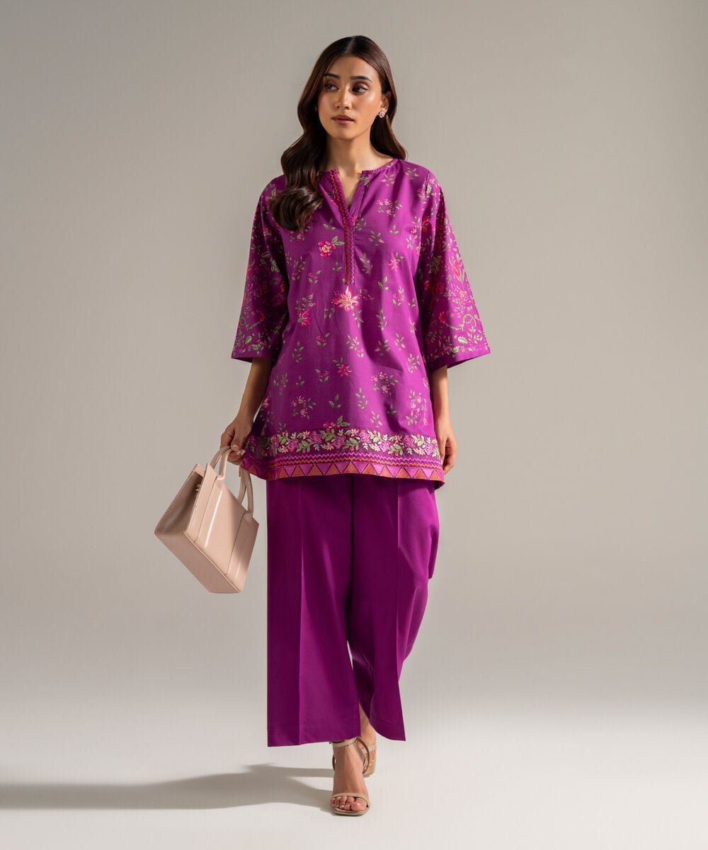 2 Piece - Embroidered Cambric Suit