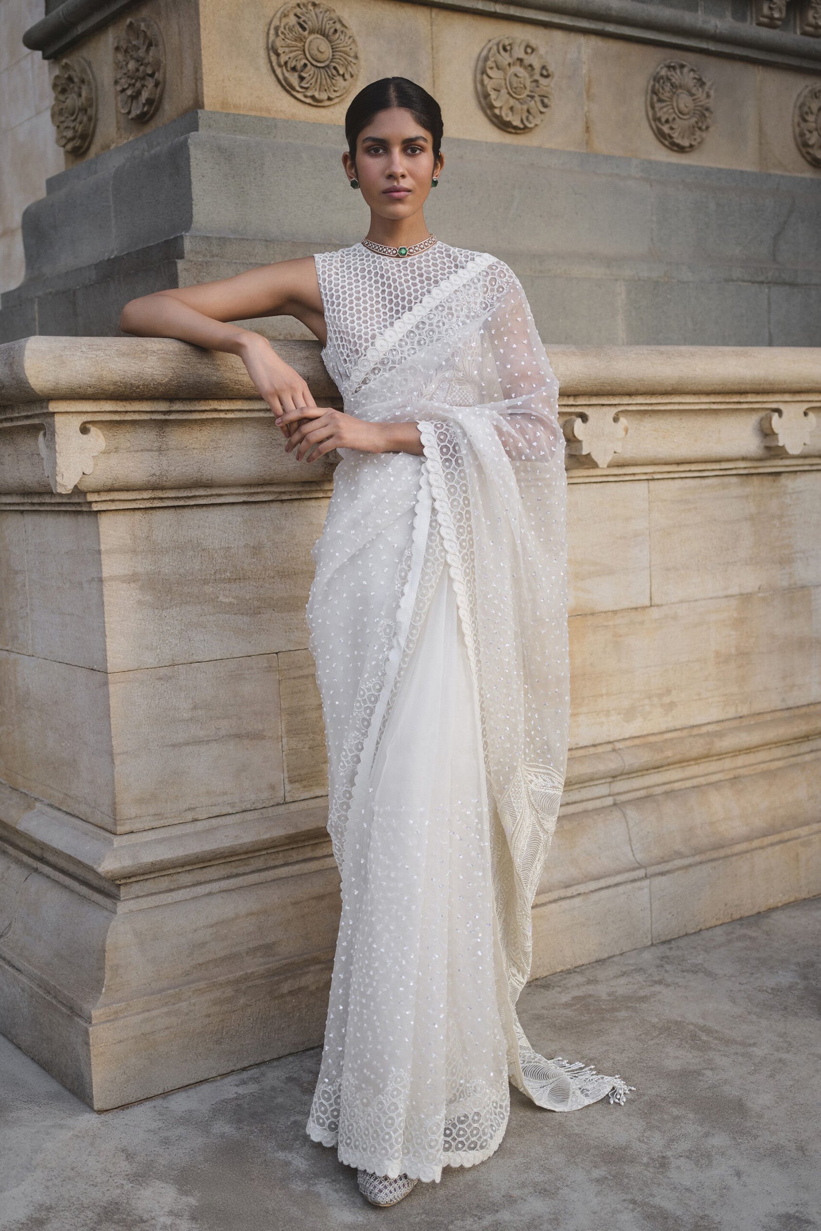 Nomeda Embroidered Silk Saree – Ivory by Anita Dongre, South Asian ethnic wear