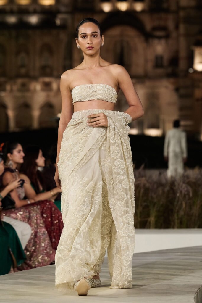 Rainbloom Embroidered Silk Saree – Ivory by Anita Dongre, South Asian ethnic wear