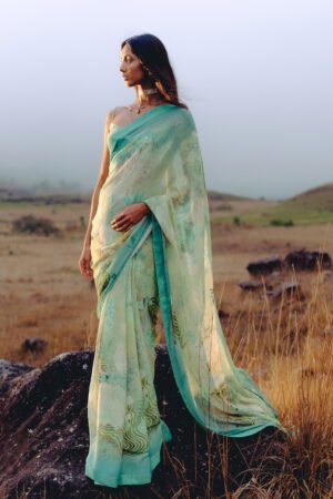 Suki Bemberg Saree – Aqua by Anita Dongre, South Asian ethnic wear