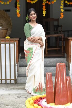 Kerala Onathappan Print Saree