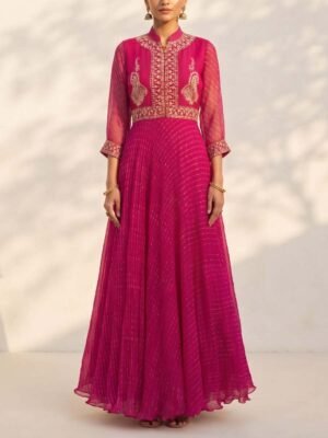 Rani Georgette Leheriya Gown