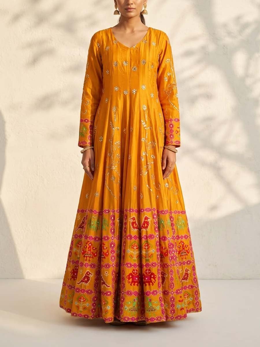 Mustard Vasansi Silk Highlighted Gown