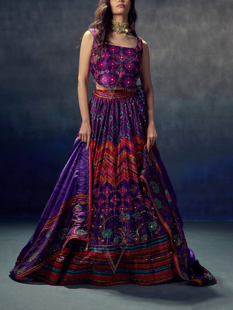 Purple Vasansi Silk  Lehenga Set by Vasansi Jaipur, South Asian ethnic wear