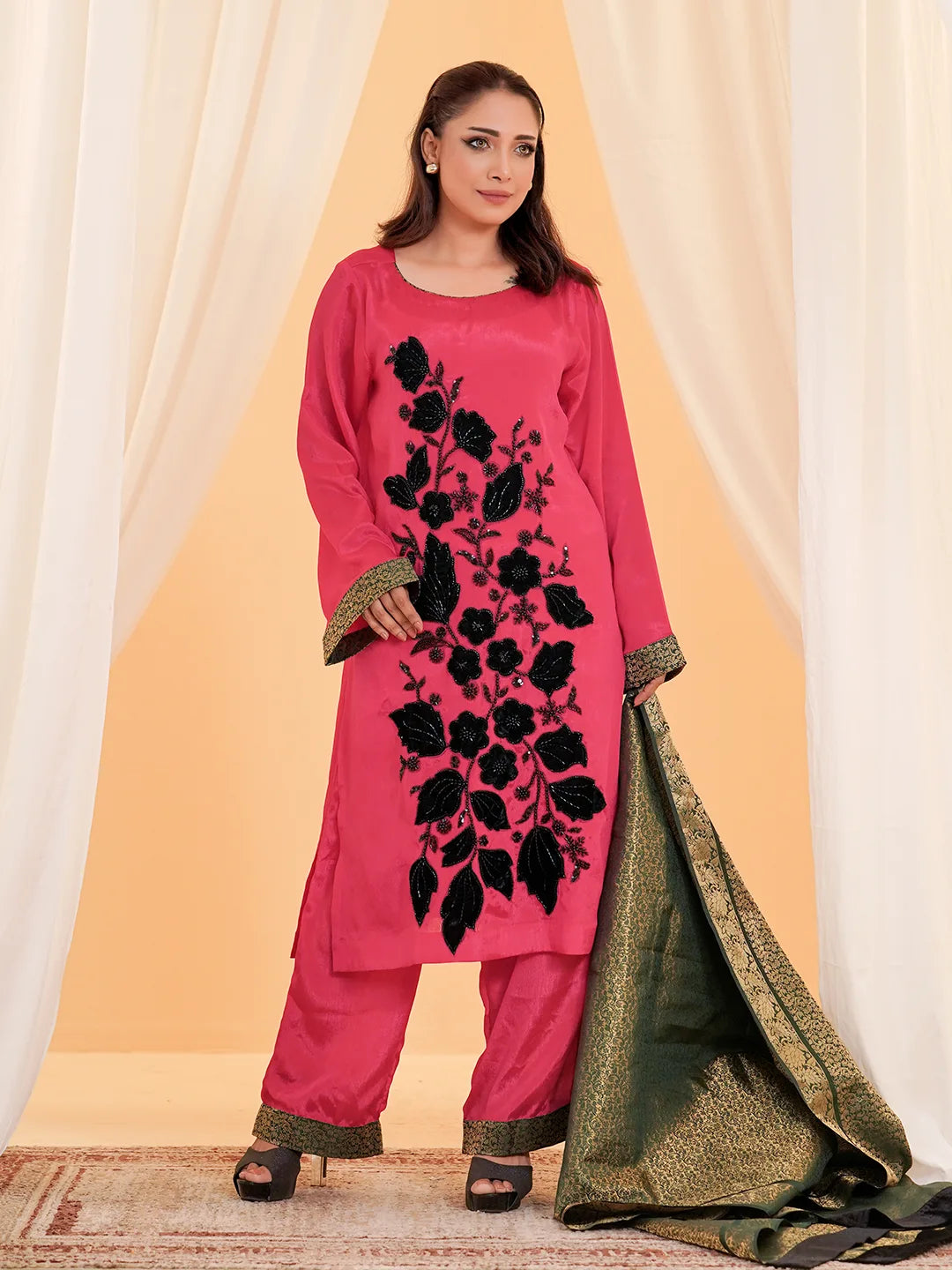 Women’S Exclusive Zardosi Details Silk Shalwar Kameez by Klothen, South Asian ethnic wear