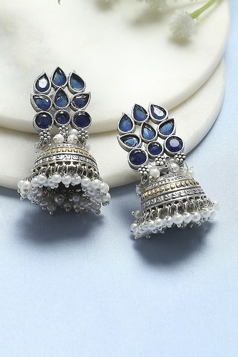 Navy Stone Earrings