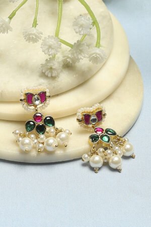 Pink Green Stone Earrings