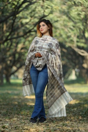 Beige Colour Shawl Defines Feminism And Adds Steady Look by Kashmir Villa, South Asian ethnic wear