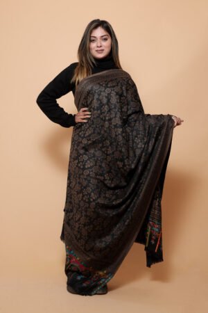 Charismatic Black Colour Kani Shawl Work Defines Royal And Luxurious Extremely Comfortable For All Events by Kashmir Villa, South Asian ethnic wear