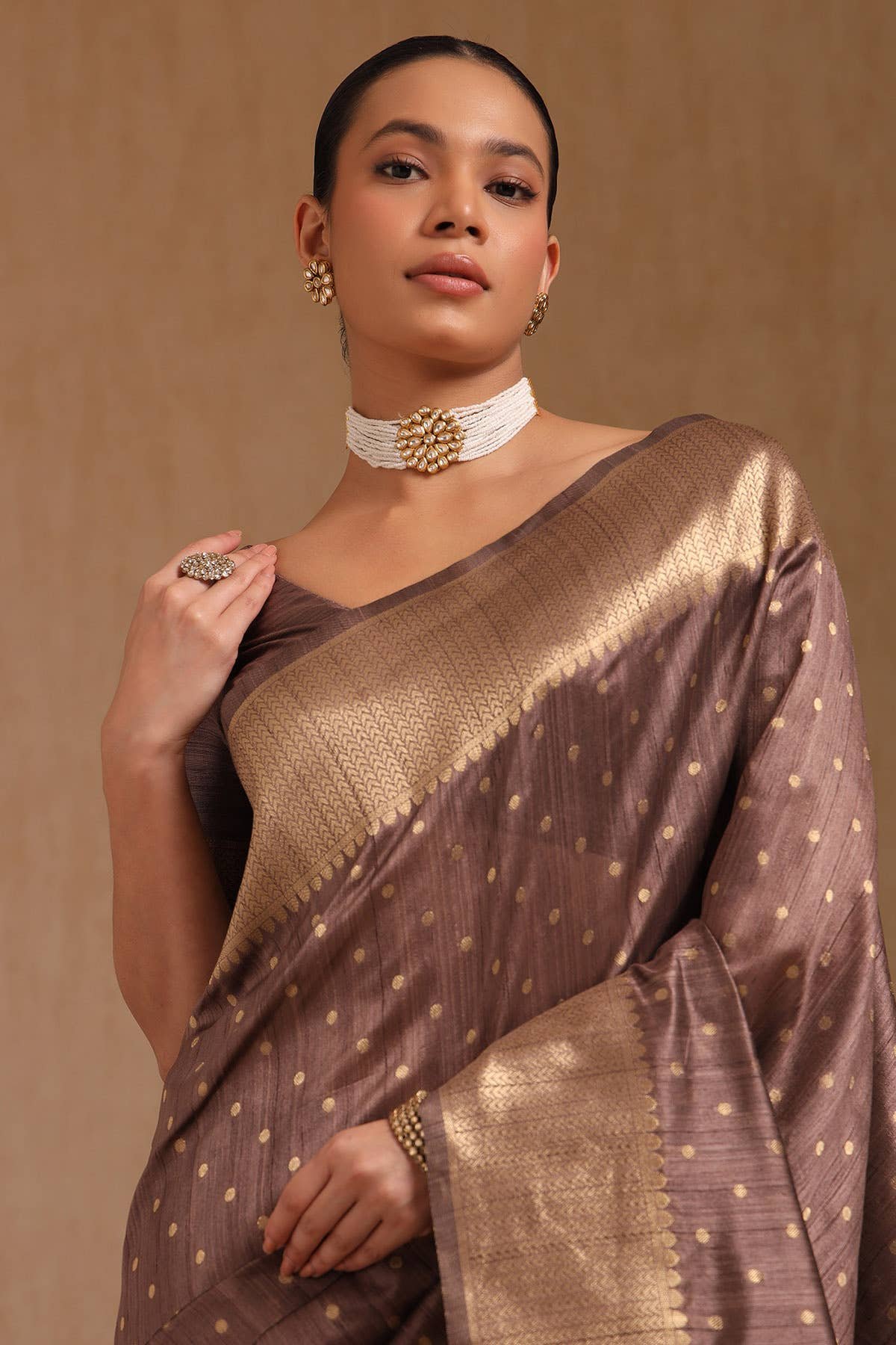 Earth Tussar Woven Design Saree by Soch, South Asian ethnic wear