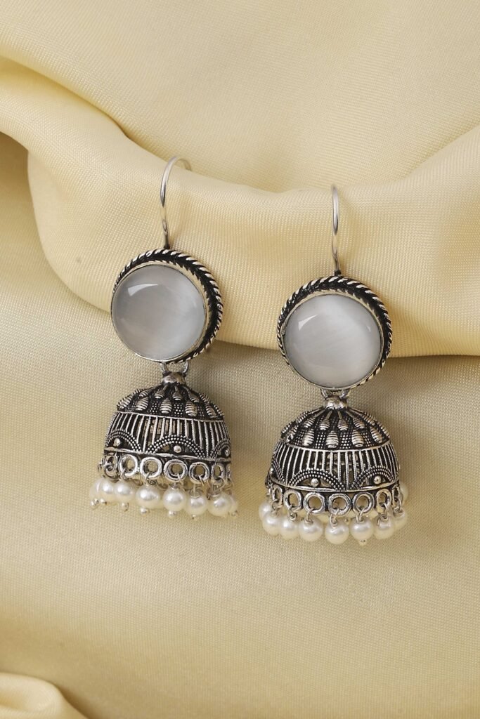 Grey Stone Earrings by Biba, South Asian ethnic wear