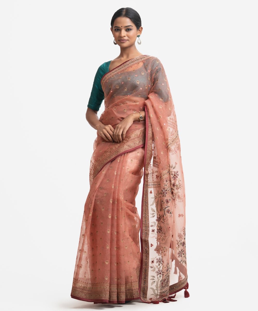 Terracotta Muslin Exclusive Saree