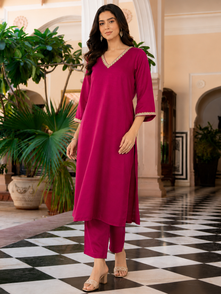 Pink Kurta Set by Lavanya The Label, South Asian ethnic wear
