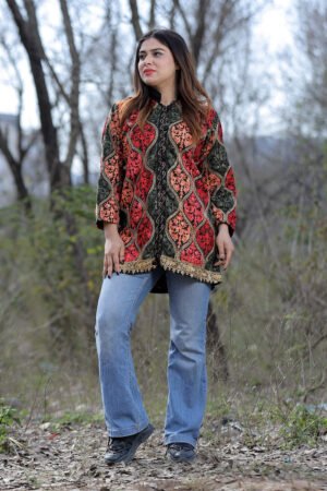 Magical Black Multicolour Aari Work Embroidered Jacket With Beautiful Designer Matka Defines Sophistication. by Kashmir Villa, South Asian ethnic wear