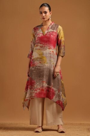Multicolour Linen Abstract Co-Ord Sets by Soch, South Asian ethnic wear