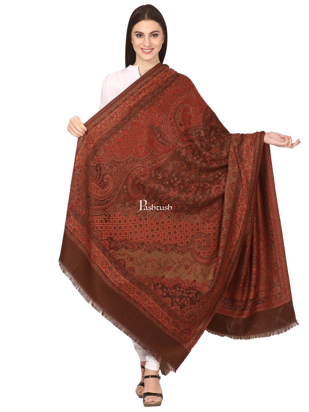 Pashtush Womens Kashmiri Shawl Jacquard Palla Warm Ande Soft Faux Pashmina Design 40×80 Inches by Pashtush, South Asian ethnic wear