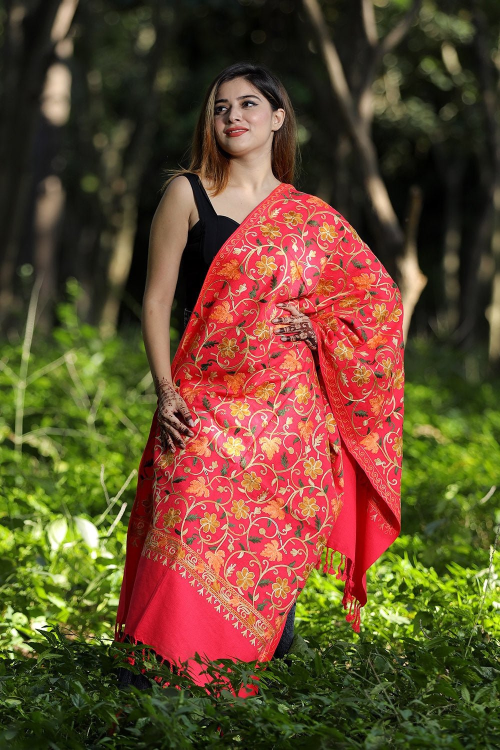Pink Colour Wolen Base With Rich All Over Kashmiri Jaal Express Elegance And Style. by Kashmir Villa, South Asian ethnic wear