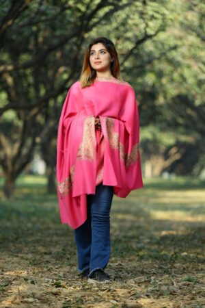 Salmon Pink Colour Luxury Pashmina Shawl Defines Feminism And Enhances Simplicity by Kashmir Villa, South Asian ethnic wear
