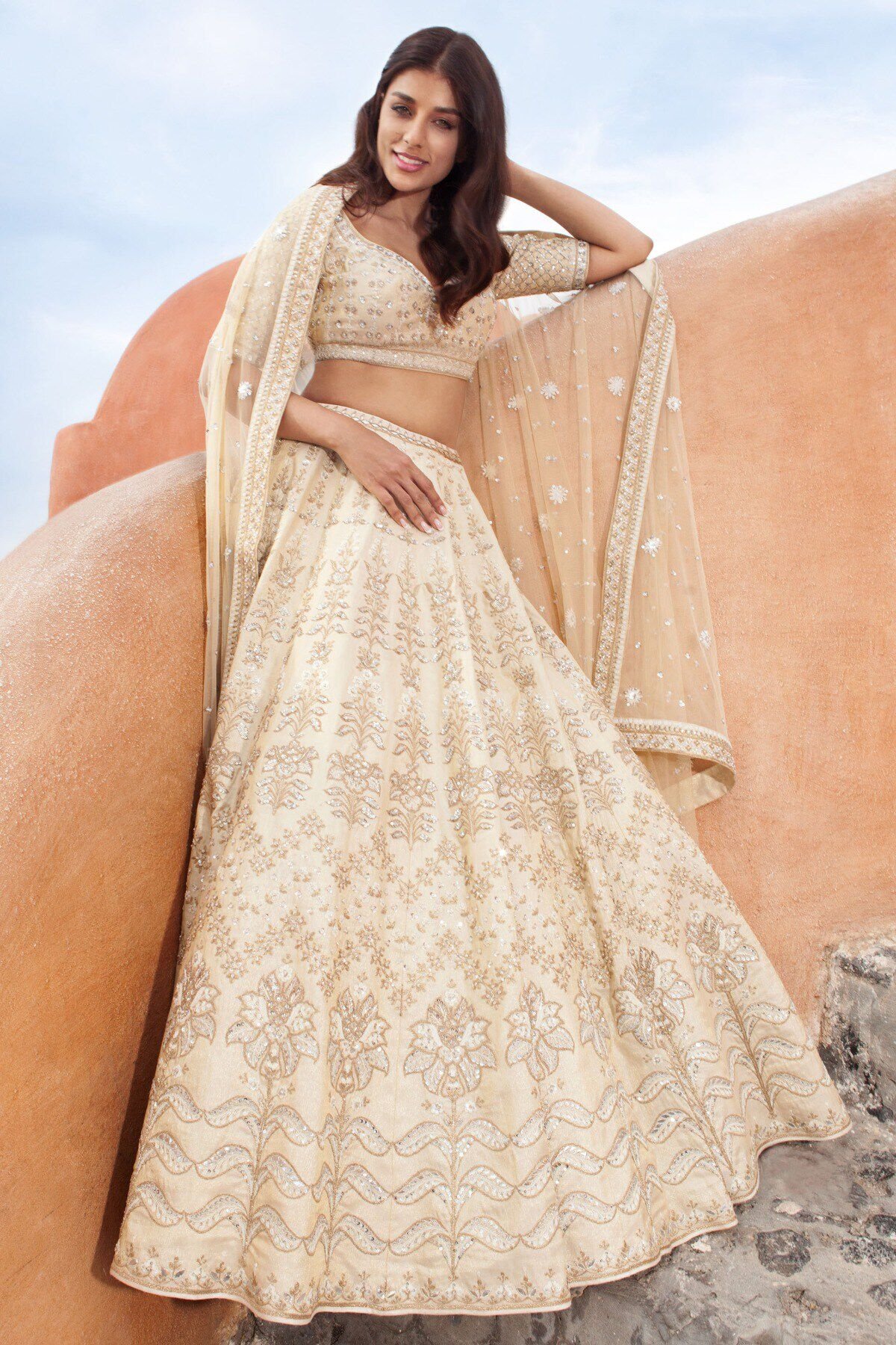 Ilios Lehenga Set-Gold by Anita Dongre, South Asian ethnic wear