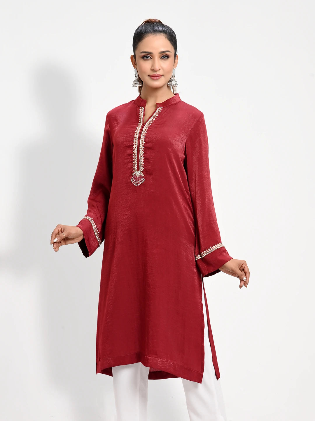 Womens Exclusive Zardosi Silk Mixed Regular Fit Kameez